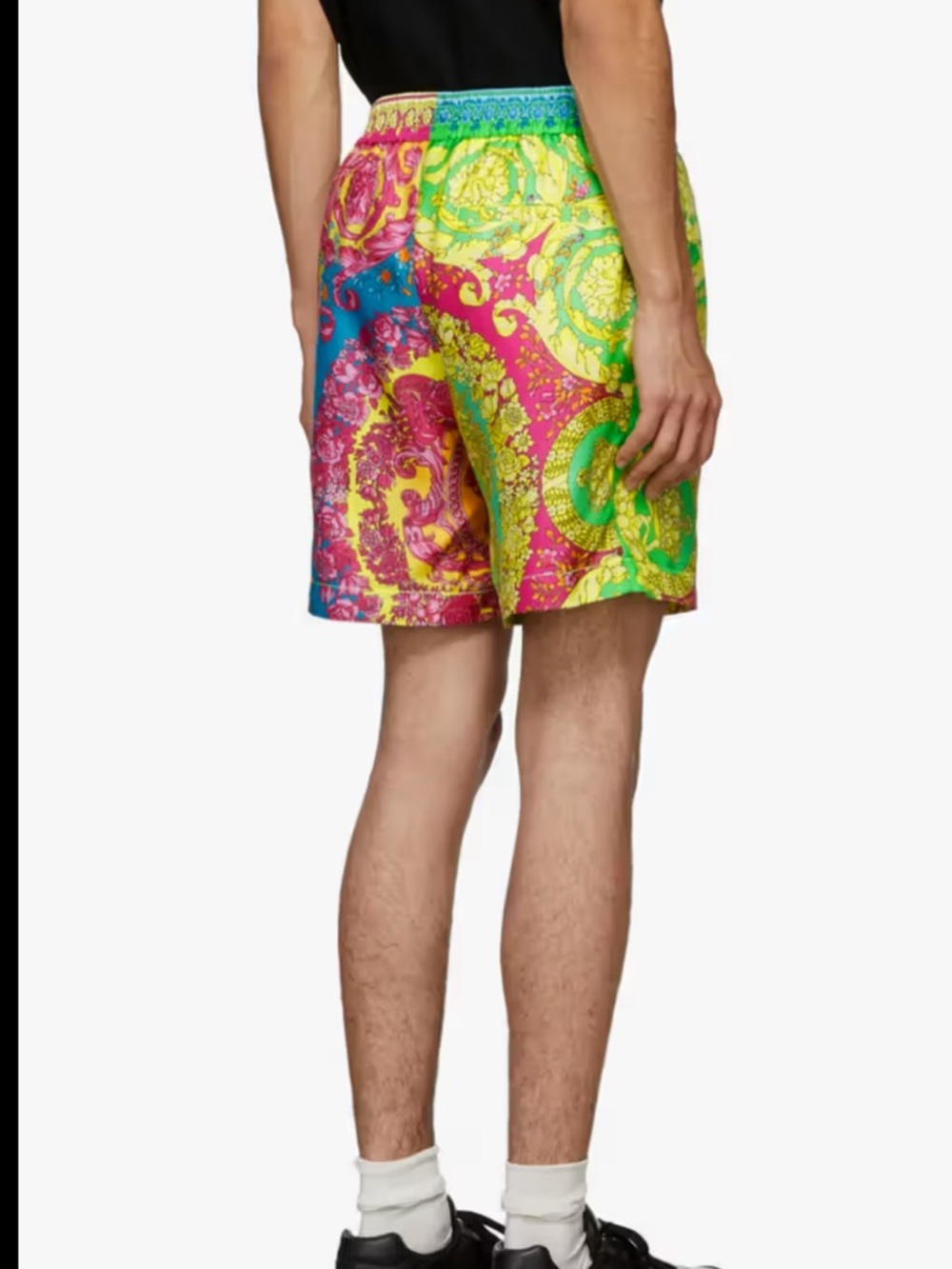 Versace Baroque Print Silk Shorts Multicolor Medusa Pattern US L IT 54 rare